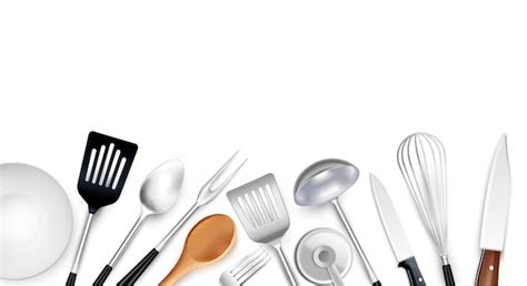 Free Vector Cooking Tools Background Composition With Realistic