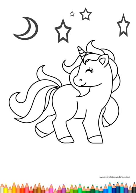 Easy Cute Unicorn Coloring Pages for Kids and Girls, Printable Coloring