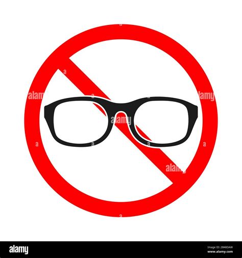 No Glasses Icon Glasses Not Allowed Forbidden Sunglasses Sign Vector