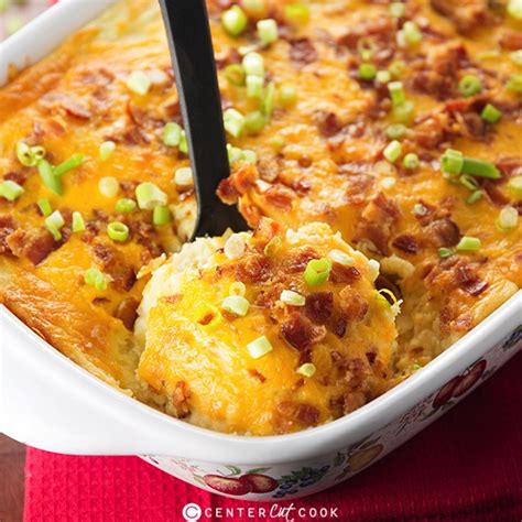 This baked potato casserole has creamy potatoes, cheddar cheese and bacon blended together and baked to perfection. Loaded Baked Potato Casserole Recipe