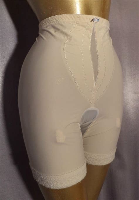 Playtex Vintage 60s Slimming Lacy Cream Long Leg Girdle Panties Lrg Ebay
