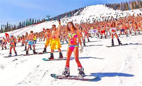 Bikini Clad Skiers Brave Siberian Cold To Set World Skiing Record