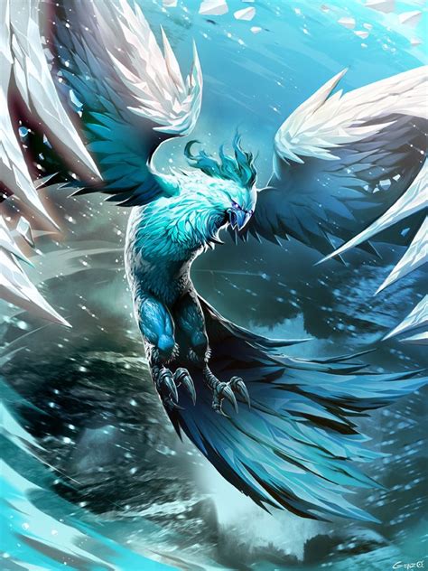 Ice Phoenix By Genzoman On Deviantart Fantasy Monster Fantasy