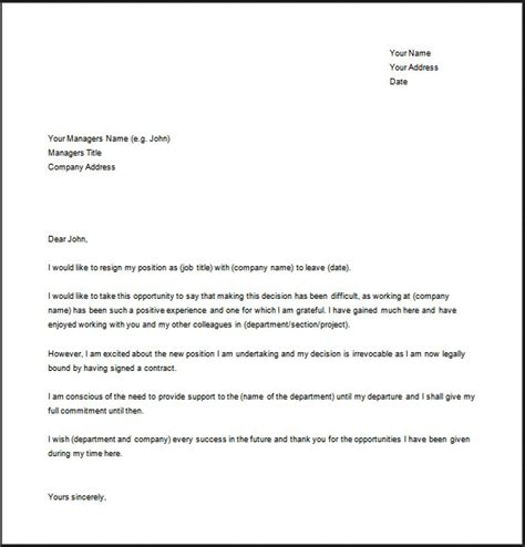 Resignation Letter Singapore Word Format Resignation Letter Format In