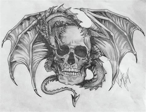Skull And Dragon Drawing By Kristin Salley
