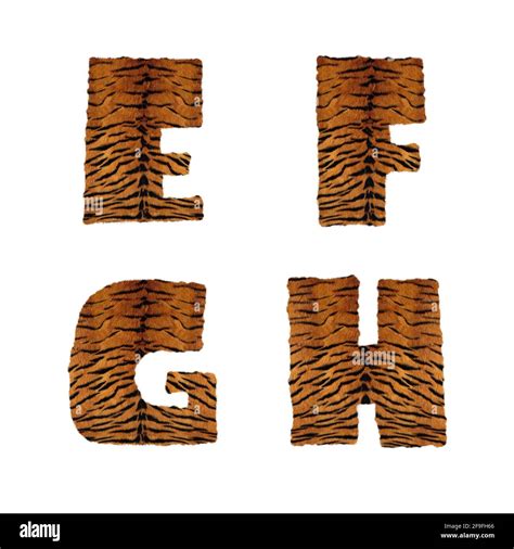 D Rendering Of Tiger Fur Alphabet Letters E H Stock Photo Alamy
