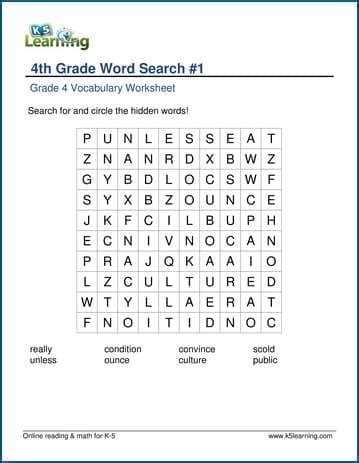 word search  grade   learning