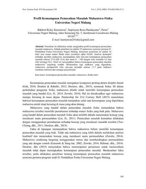 PDF PROFIL KEMAMPUAN PEMECAHAN MASALAH MAHASISWA FISIKA UNIVERSITAS