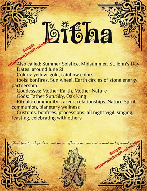 Litha Summer Solstice Bos 10 Pages Litha Pagan Holiday Etsy