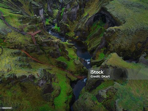 Aerial View Of Fjadrargljufur Canyon Stock Photo Download Image Now