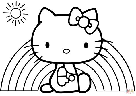 Hello sunshine and hello citrine! Hello Kitty Rainbow coloring page Free Printable - Lusine