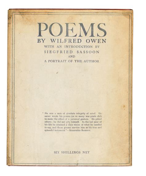 Wilfred Owen 1893 1918 Poems 1920 Christies