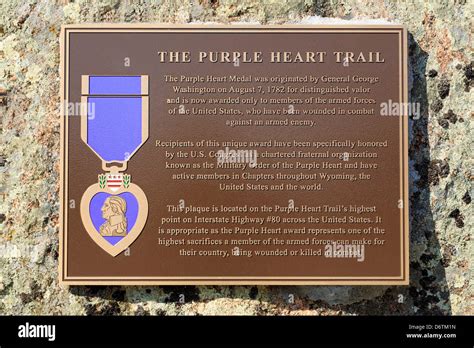 Usa Wyoming Laramie Purple Heart Trail Plaque At Lincoln Monument