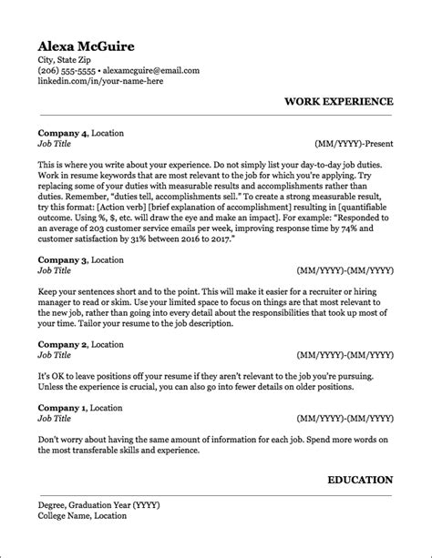 Executives can use more than one page on their resume to present their extensive work experience. Resume Formats: Find the Best Format or Outline for You