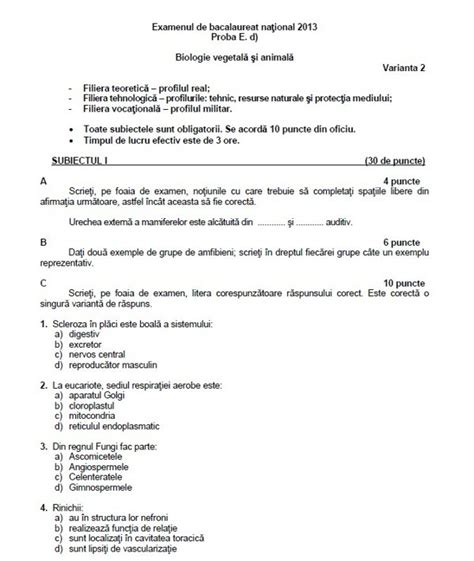 Romana, matematica, istorie, proba ministerul educației a publicat noi teste de antrenament bac 2021. SUBIECTE BIOLOGIE BAC 2013, sesiunea toamnă. Ce pot primi ...
