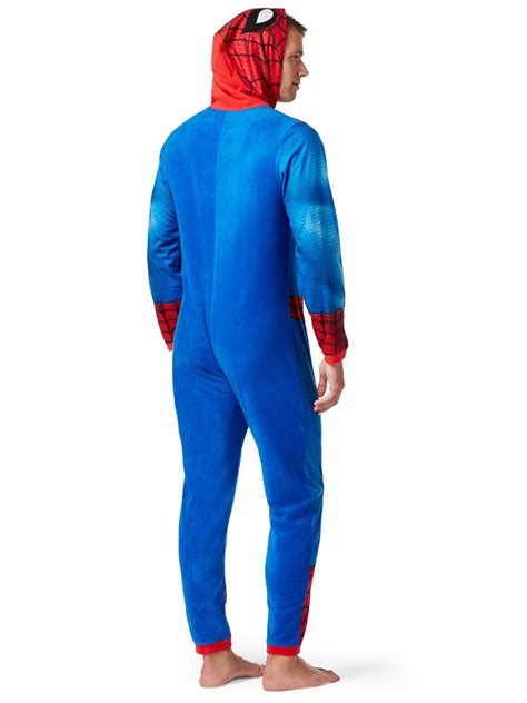 Halloweeen Club Costume Superstore Spider Man Adult Mens Onesie With Hood