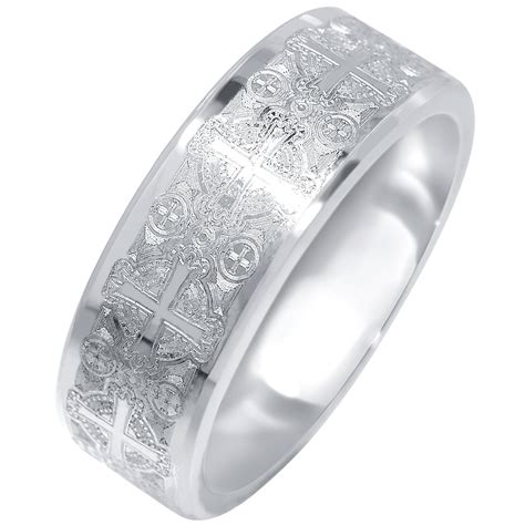 Mens Cross Design Wedding Band In Tungsten 8mm Inside Men039s Wedding Bands With Crosses 