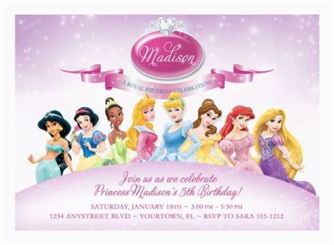 Disney Princess 1st Birthday Invitations Disney Princess Birthday