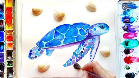 How To Paint Watercolor Turtle Easy Painting Tutorial Diy Nautical