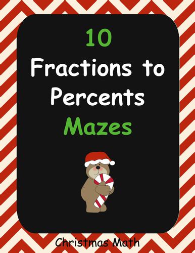 Christmas Math Fractions To Percents Maze Teaching Resources