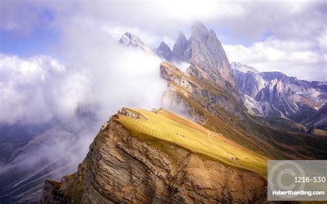 Dramatic Seceda Mountain Dolomites Italy Stock Photo