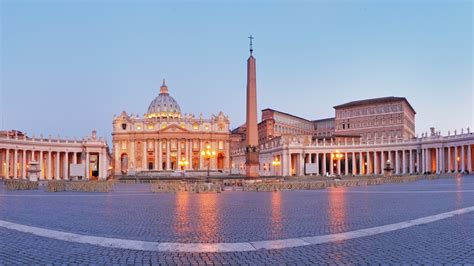 Vatican City Rome Italy St Peters Square Cathedral Obelisk Dusk