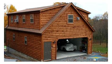 24x36 2-Car Modular Garage with Log Siding & 2nd Floor Living Quarters