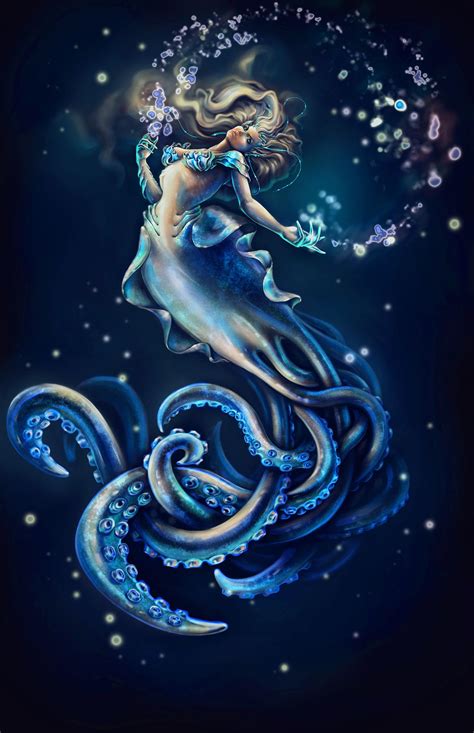Sea Creature Mermaid Monster Squid Octopus Magic Fantasy Girl Beauty