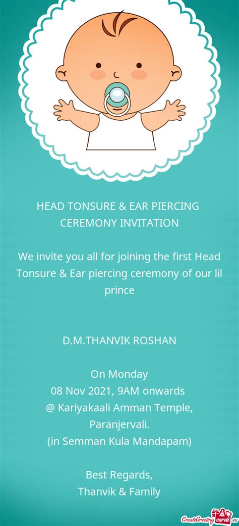 We Invite You All For Joining The First Head Tonsure And Ear Piercing