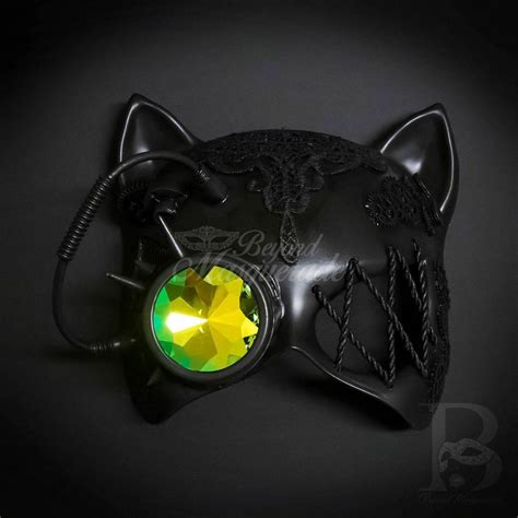 Gatto Cat Steampunk Goggle Mask Black