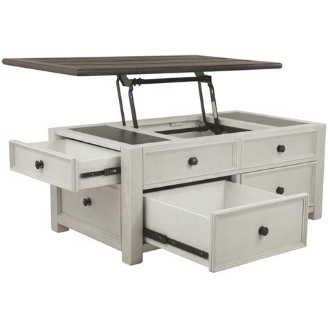 Levan Home Lift Top Coffee Table With 4 Storage Drawers In Two Tone