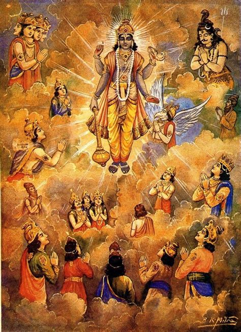 Lord Krishna And The Devas Krishna Leela Krishna Art Lord Krishna