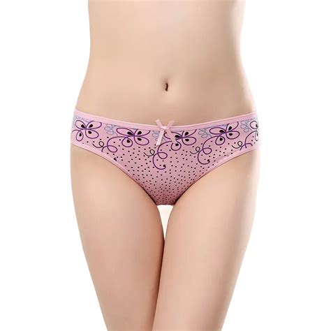 buy 1pcs sexy underwear woman print pattern pink panties temptation cute briefs