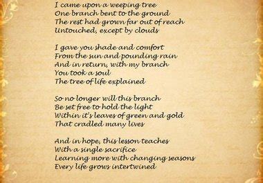 Economic difficulties, serious illnesses, family problems, and political unrest many famous poets from both the past and present have helped and inspired people to face and overcome life's many challenges through the words of. send you the Tree of Life Poem and the Story behind it's ...