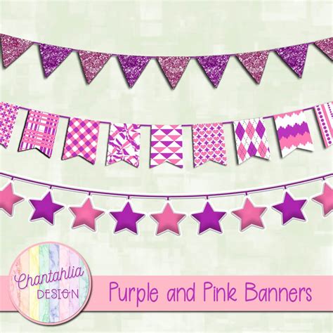 Free Purple And Pink Banners For Digital Scrapbooking