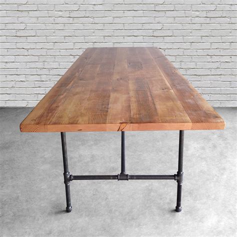Solid Wood Dining Table With Reclaimed Wood Top And Iron Pipe Etsy