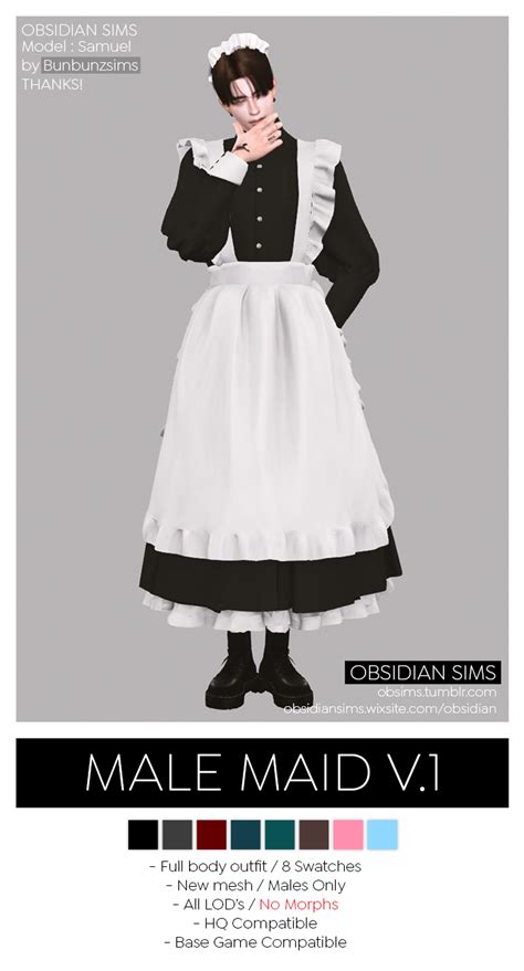 Obsidian 」 — 5k Followers T Male Maid Outfit┊ New Mesh The Sims 4