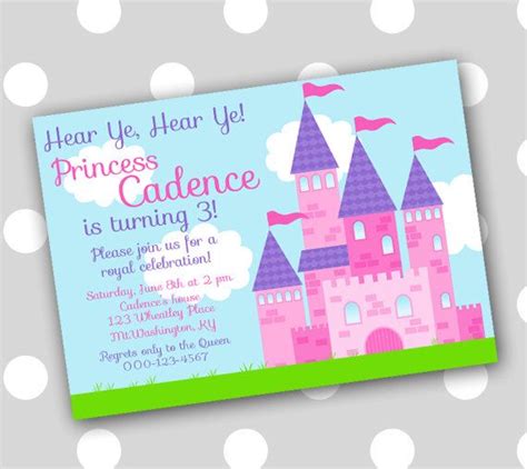 Princess Castle Printable 5x7 Or 4x6 Party Invitation Basic And Non