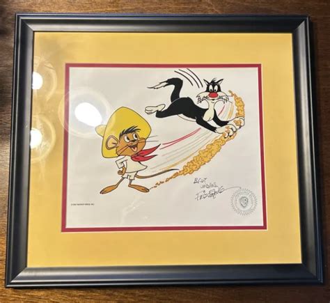 Warner Bros Framed Speedy Gonzalez Sylvester Animation Cel Signed Friz