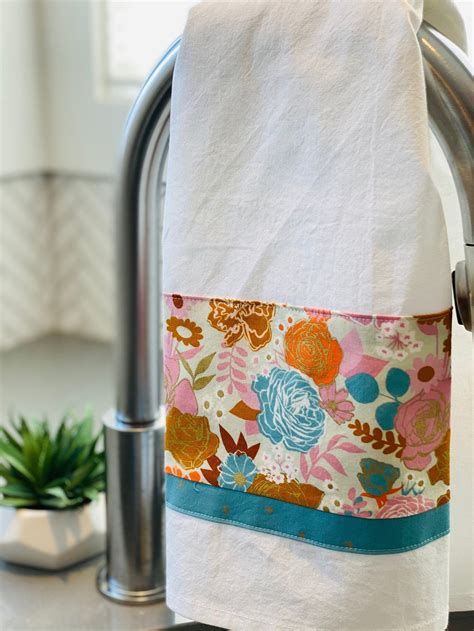 Heavyweight Flour Sack Towel Embellished Tea Towel Kitchen Etsy Uk