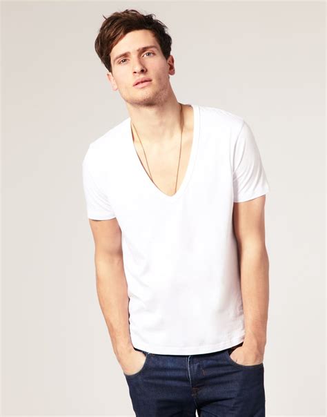 Asos T Shirt With Deep V Neck In White For Men Lyst