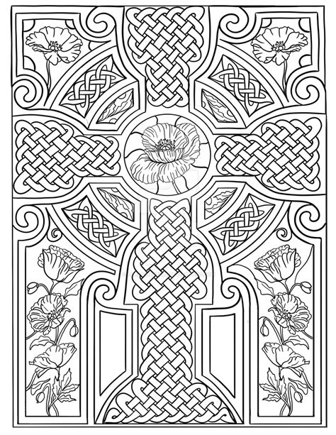 Celtic Cross With Poppies Coloring Page By Lorrainekelly On Deviantart