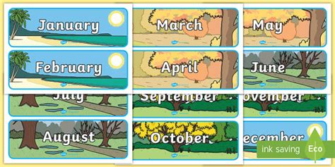 Australian Months Of The Year With Seasons Display Posters