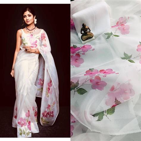 Heavy Organza White Saree With Floral Print Saree For Women Etsy