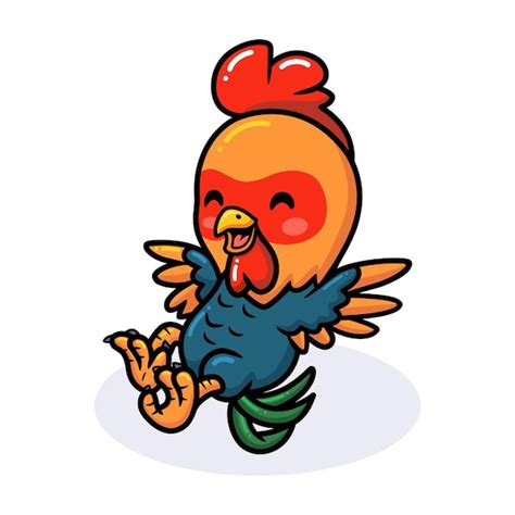 Premium Vector Cute Happy Little Rooster Cartoon