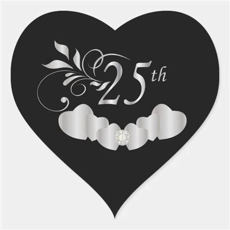 25th Silver Wedding Anniversary Heart Sticker Zazzle