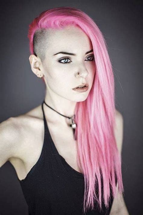 Pin By Obsidian Illusion On Cabelos Coloridos Half Shaved Hair Long Pink Hair Punk Hair