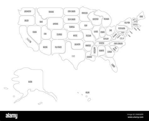 Simplified Map Of Usa United States Of America Rounded Shapes Of