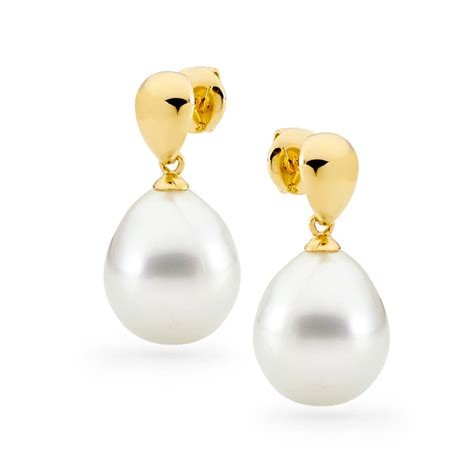 Ct Yellow Gold South Sea Pearl Drop Earrings Aquarian Pearls