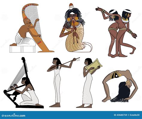A Set Of Ancient Egyptian Music And Dance Illustrations 43680759